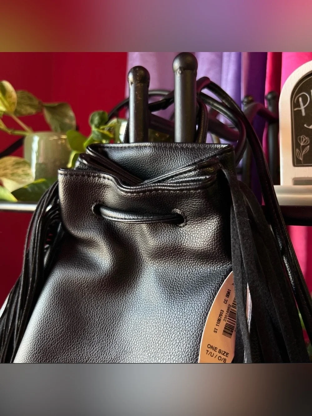 Victoria's Secret Black Fringe Backpack